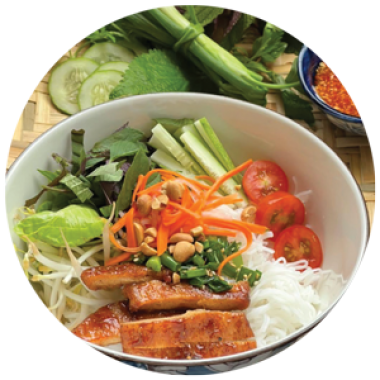 Rice Noodle salad with grilled tofu